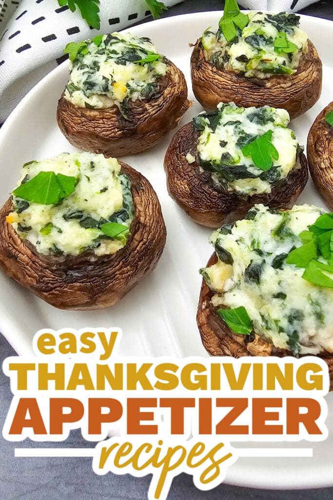 thanksgiving appetizer recipes - Creamy Spinach and Ricotta Stuffed Mushrooms copy
