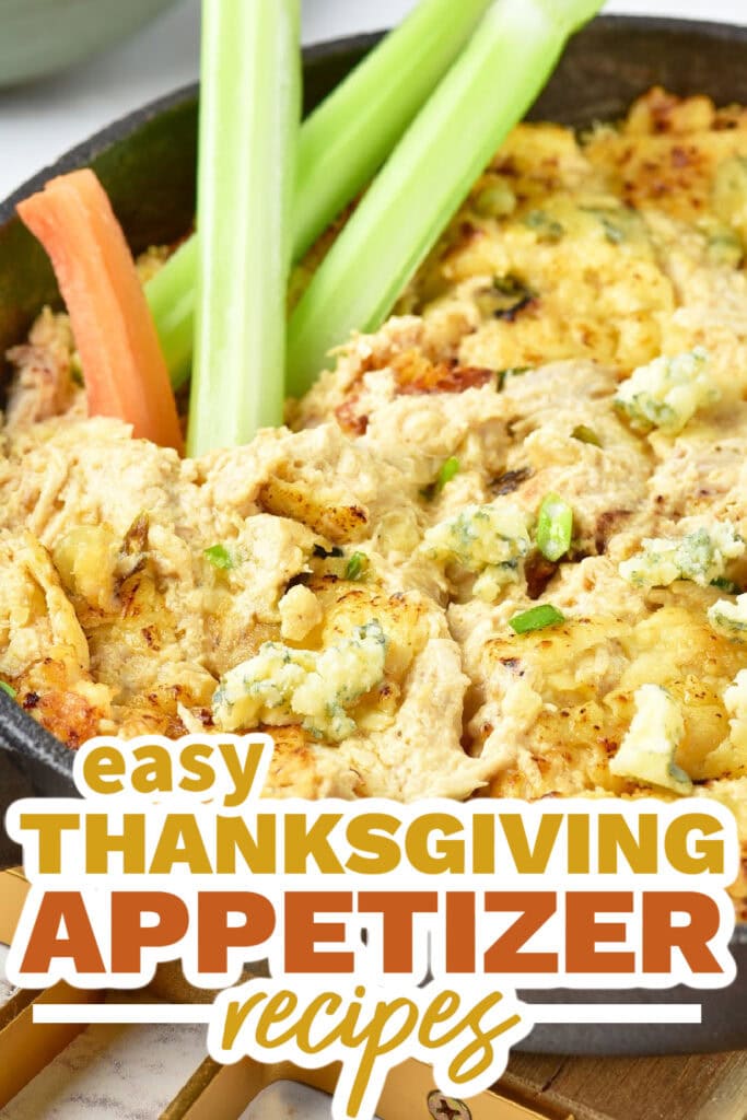 thanksgiving appetizer recipes -Leftover Turkey Cheesy Buffalo Dip copy