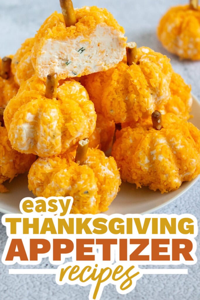 thanksgiving appetizer recipes - Mini Pumpkin-Shaped Cheeseballs 
