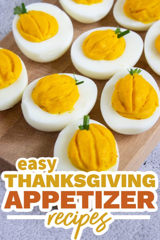 thanksgiving appetizer recipes - Pumpkin Deviled Eggs copy