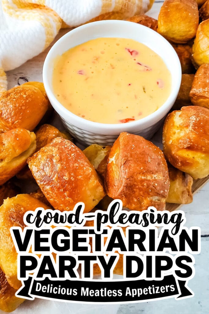vegetarian party dips - Soft Pretzel Bites with Cheesy Dip
