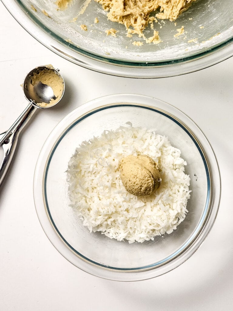 Soft Coconut Thumbprint Cookies with Lemon Curd Process Photo