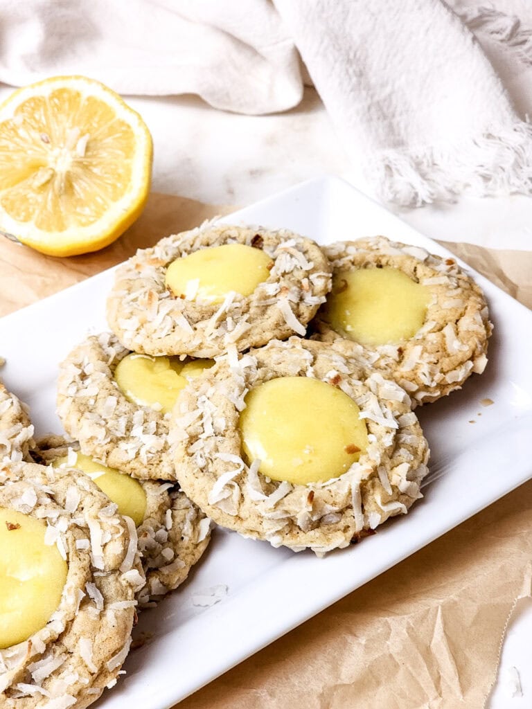 Soft Coconut Thumbprint Cookies with Lemon Curd Process Photo