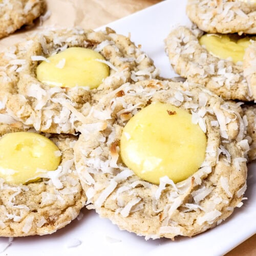 Soft Coconut Thumbprint Cookies with Lemon Curd