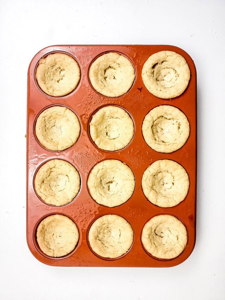 Strawberry Cheesecake Stuffed Cookies Cups Process Photo
