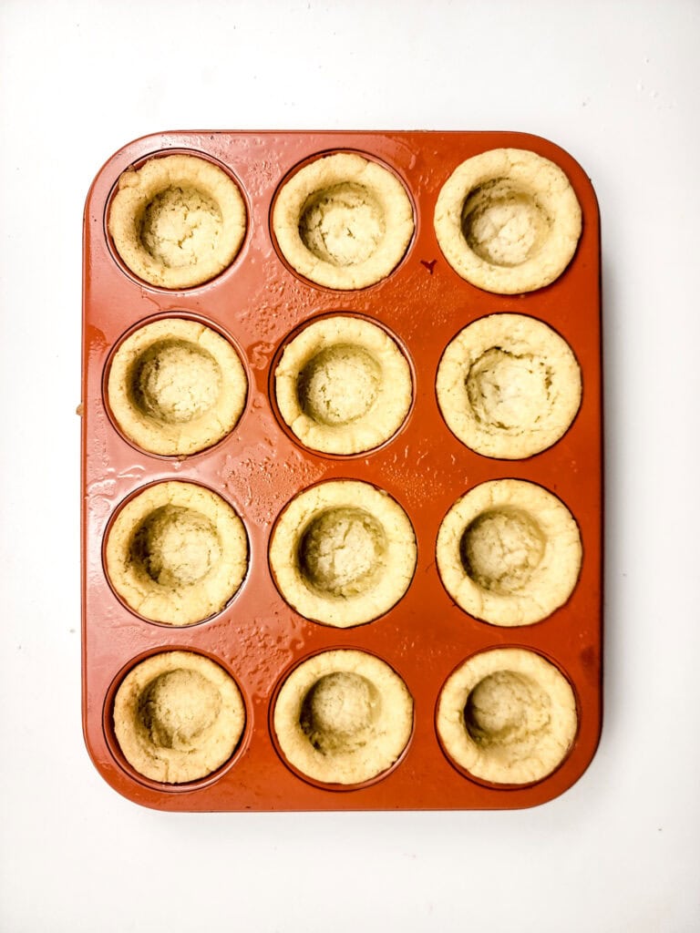 Strawberry Cheesecake Stuffed Cookies Cups Process Photo