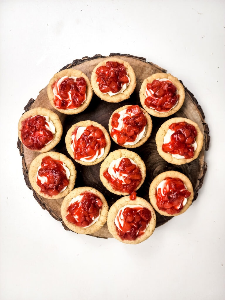Strawberry Cheesecake Stuffed Cookies Cups Process Photo