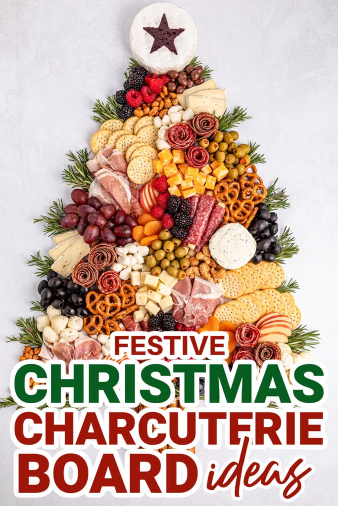 Christmas Charcuterie Board-Christmas Tree Charcuterie Board on a Grazing Table