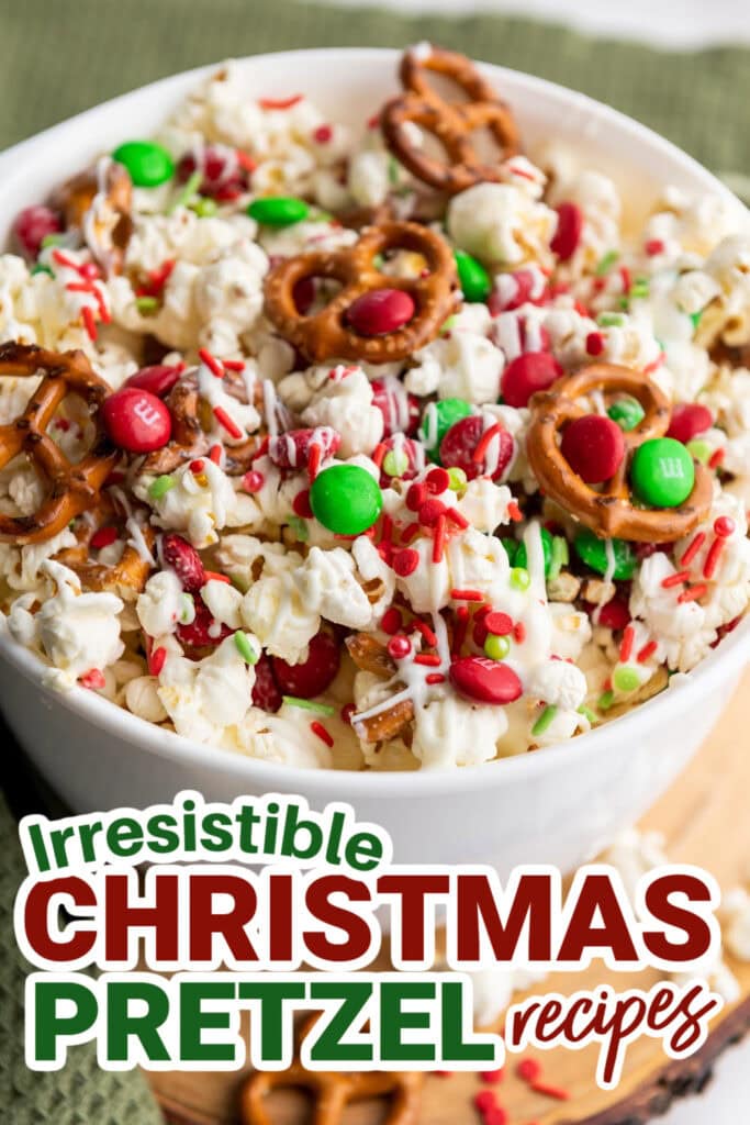 Christmas Pretzels- Christmas Popcorn Snack Mix with Pretzels