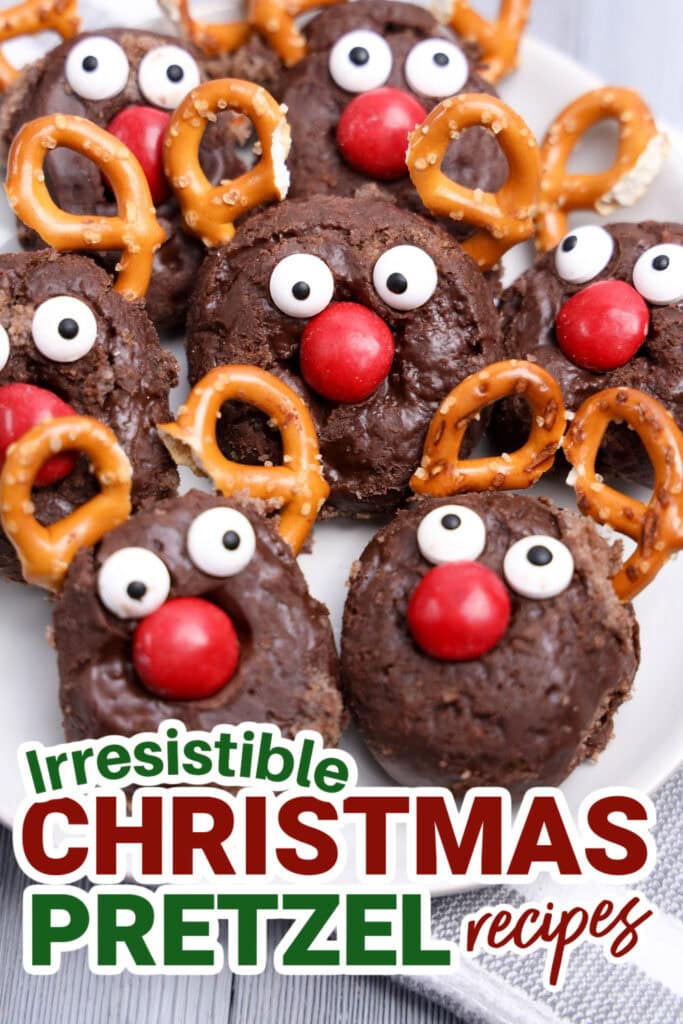Christmas Pretzels-No-Bake Reindeer Mini Donuts