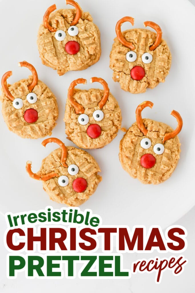 Christmas Pretzels-Peanut Butter Reindeer Cookies