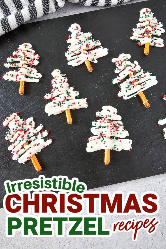 Christmas Pretzels- White Chocolate Mini Pretzel Trees