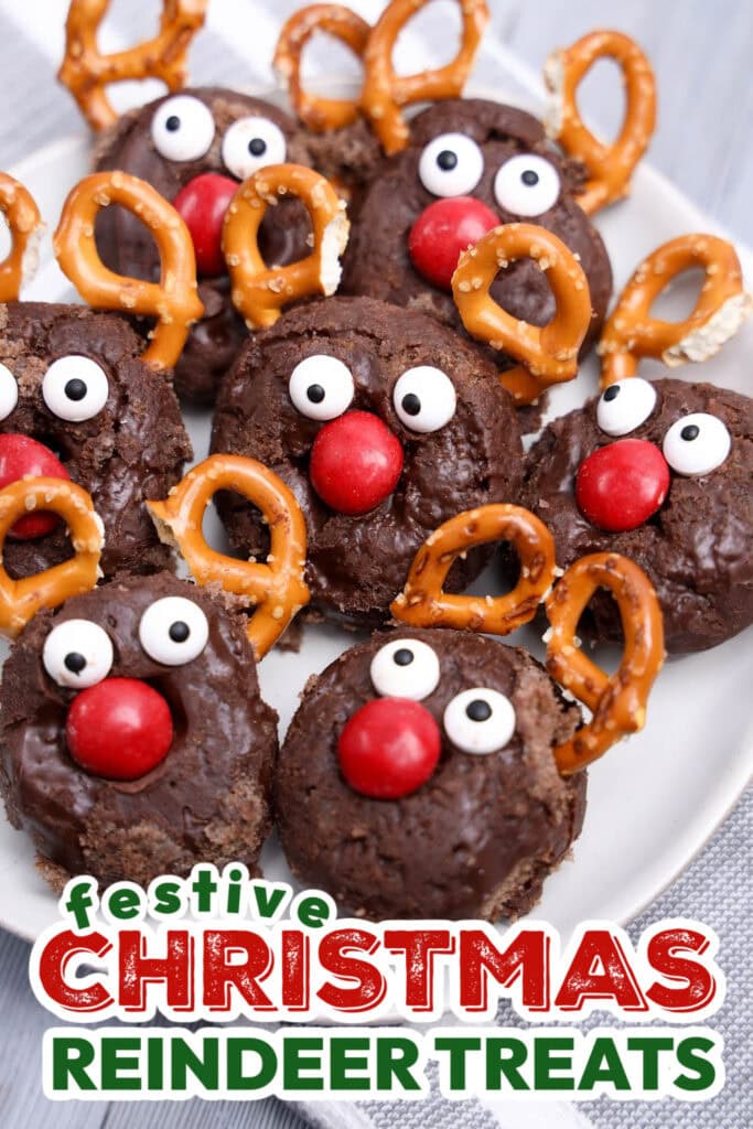 Christmas Reindeer Treats-No-Bake Reindeer Mini Donuts
