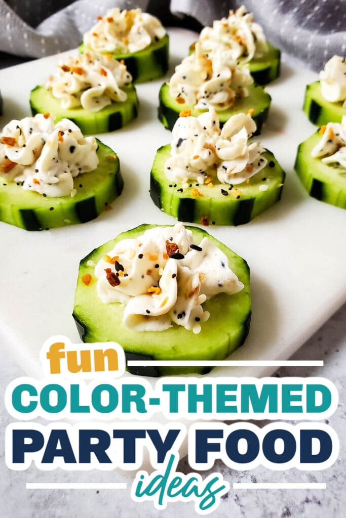 Color Party Food Ideas-Bagel Cucumber Bites