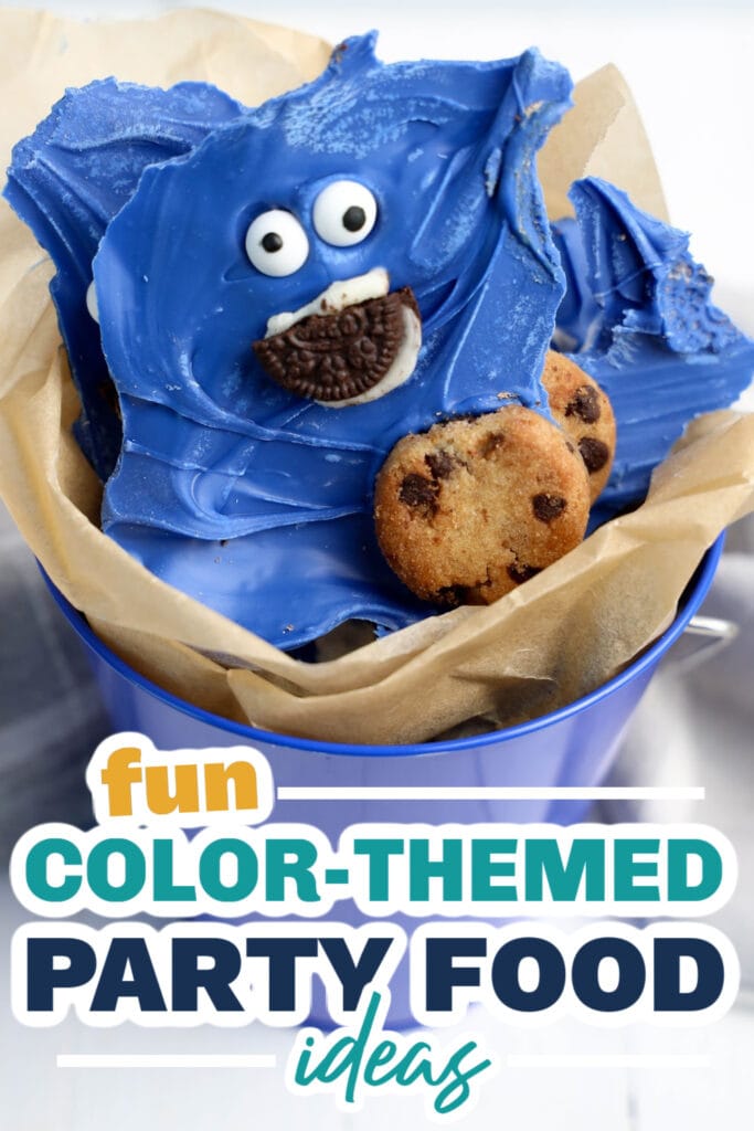 Color Party Food Ideas-Cookie Monster Bark
