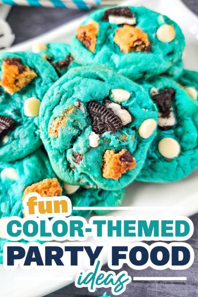 Color Party Food Ideas-Cookie Monster Cake Mix