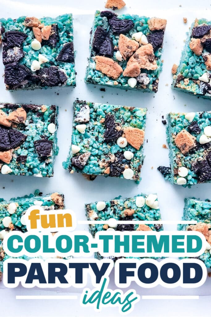 Color Party Food Ideas-Cookie Monster Rice Krispie Treats