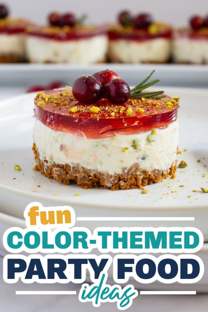 Color Party Food Ideas-Cranberry No-Bake Mini Cheesecakes