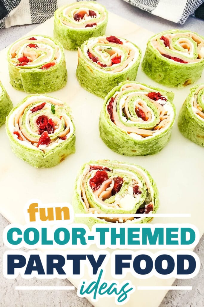 Color Party Food Ideas-Cranberry Turkey Pinwheels