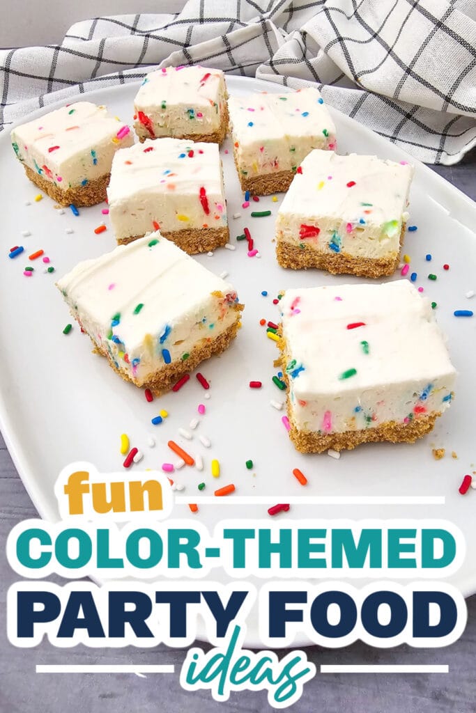 Color Party Food Ideas-Funfetti Cheesecake Bars