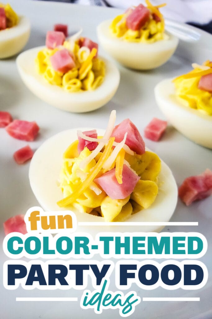 Color Party Food Ideas-Ham and Cheese Deviled Eggs