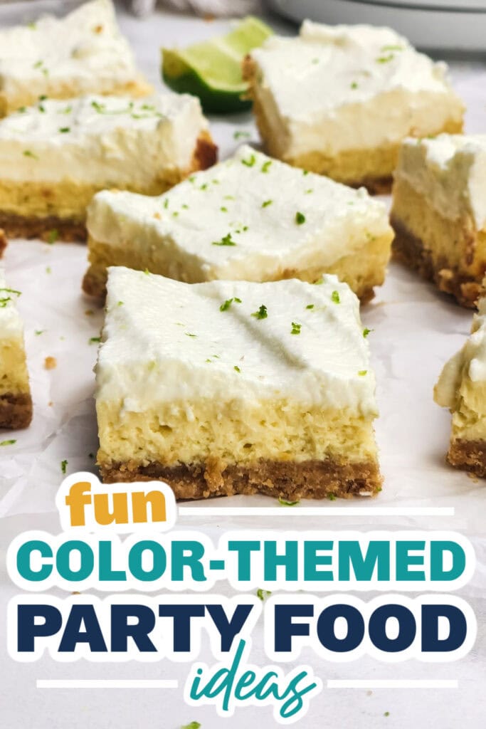 Color Party Food Ideas-Key Lime Cheesecake Pie Bars