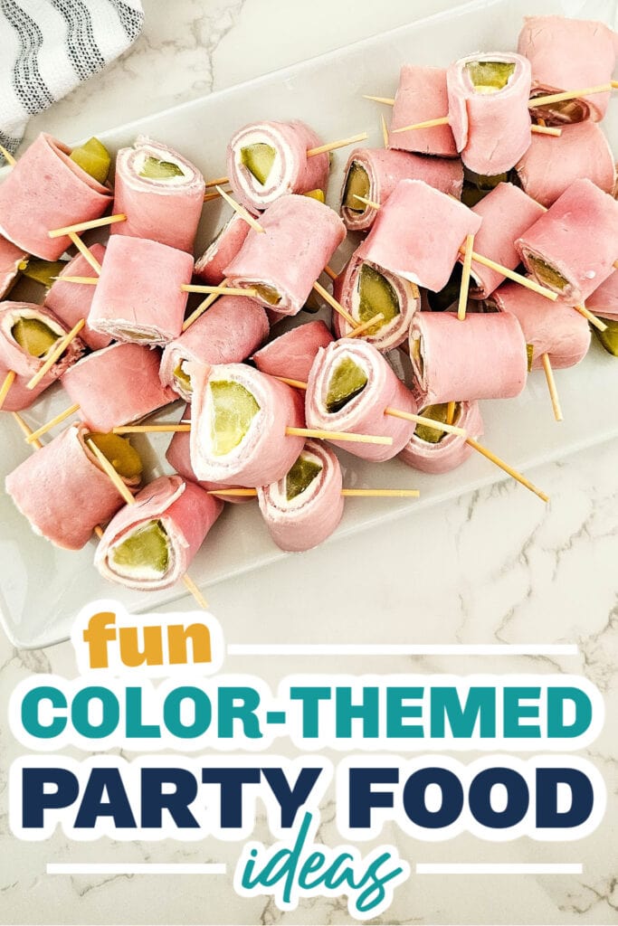 Color Party Food Ideas-Pickle Ham Rolls