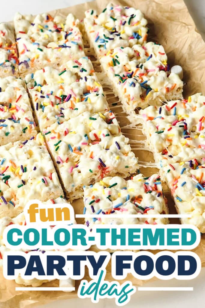 Color Party Food Ideas-Rainbow Popcorn Marshmallow Treats