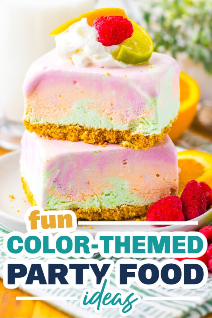 Color Party Food Ideas-Rainbow Sherbet Bars