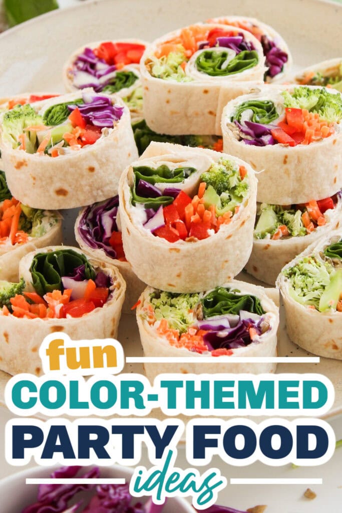 Color Party Food Ideas-Rainbow Veggie Pinwheels