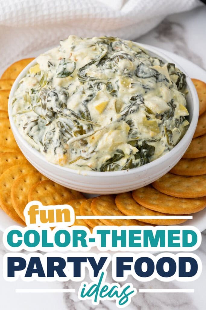 Color Party Food Ideas-Slow Cooker Spinach Artichoke Dip