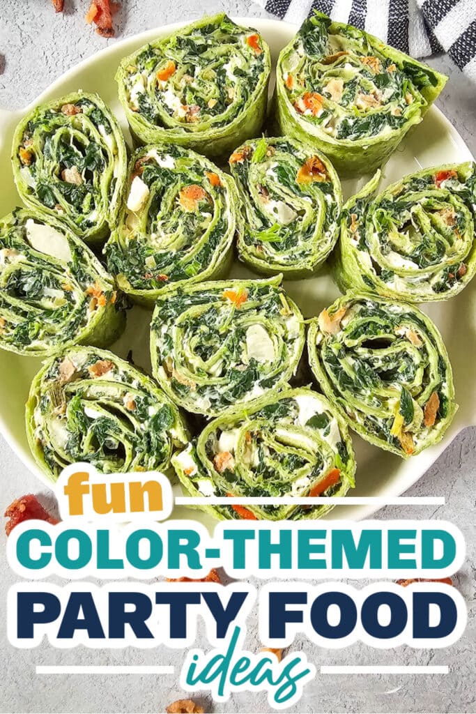 Color Party Food Ideas-Spinach Dip Pinwheels