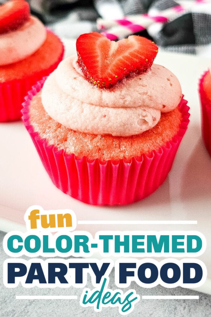 Color Party Food Ideas-Strawberry Sprinkle Surprise Cupcakes