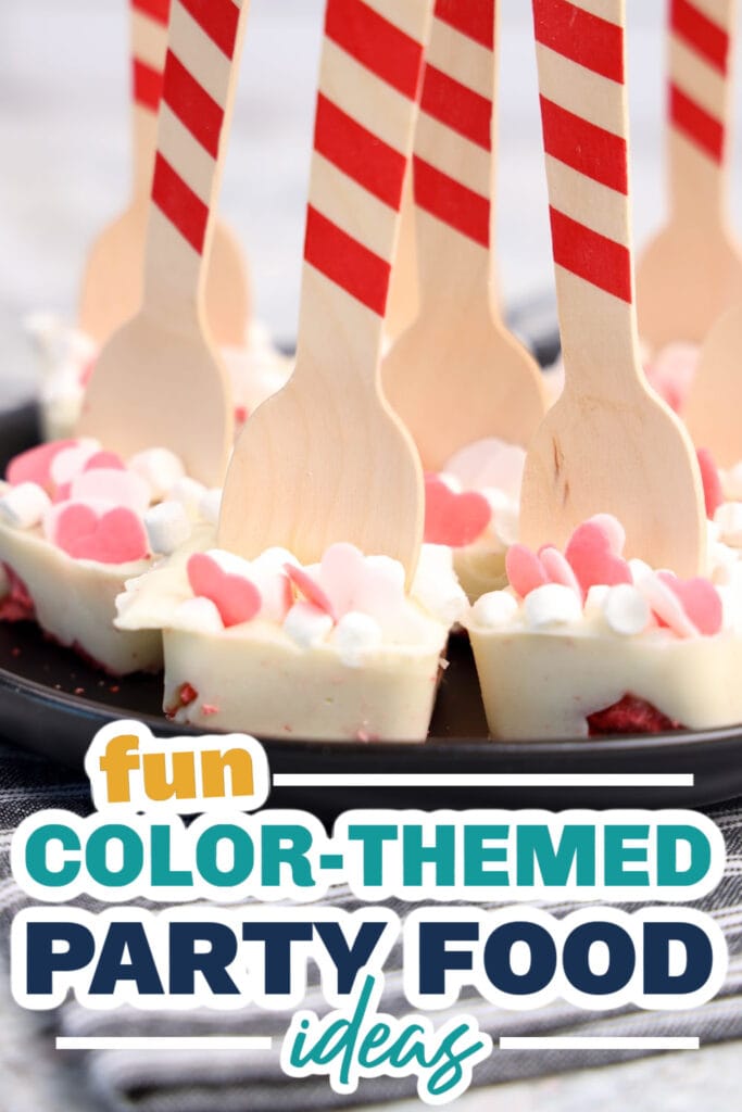 Color Party Food Ideas-Strawberry White Hot Chocolate Spoons