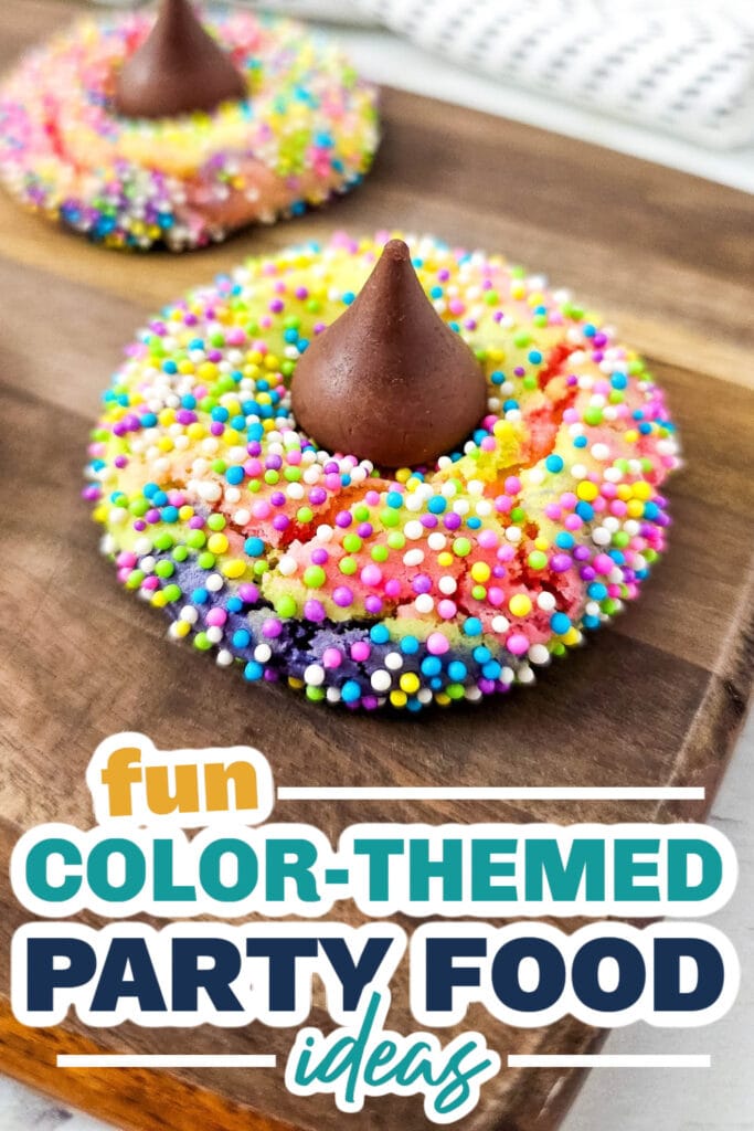 Color Party Food Ideas-Tie-Dye Unicorn Hershey’s Kiss Cookies