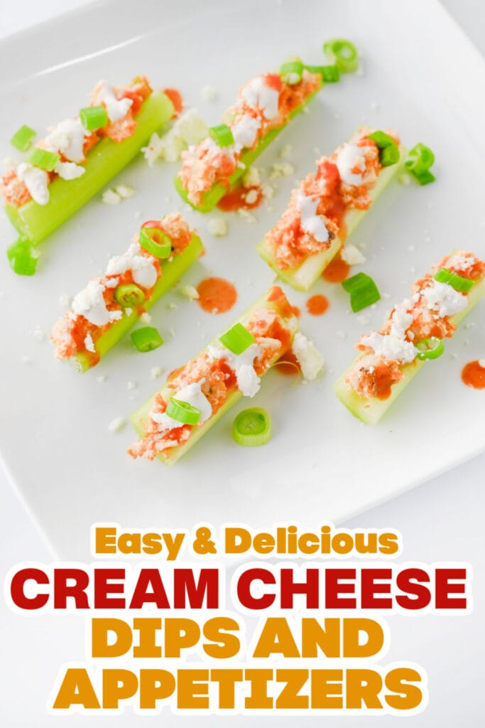 Cream Cheese Dips and Appetizers- Buffalo Chicken Stuffed Celery