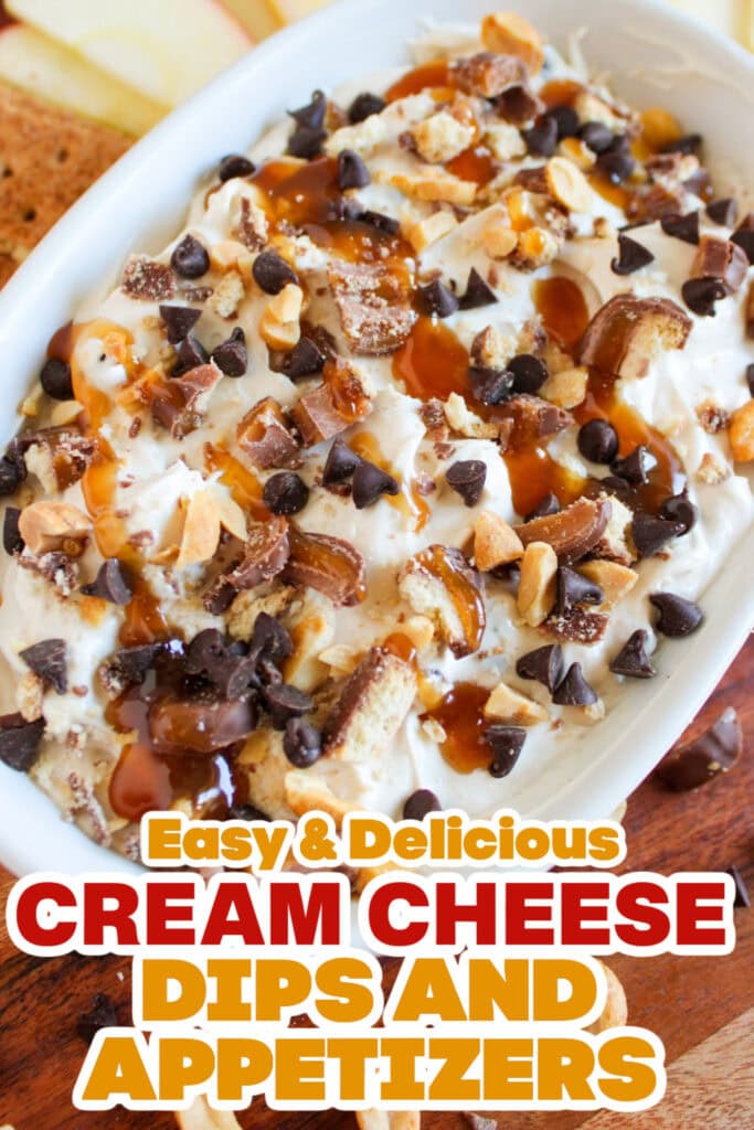Cream Cheese Dips and Appetizers- Caramel Twix Apple Dip