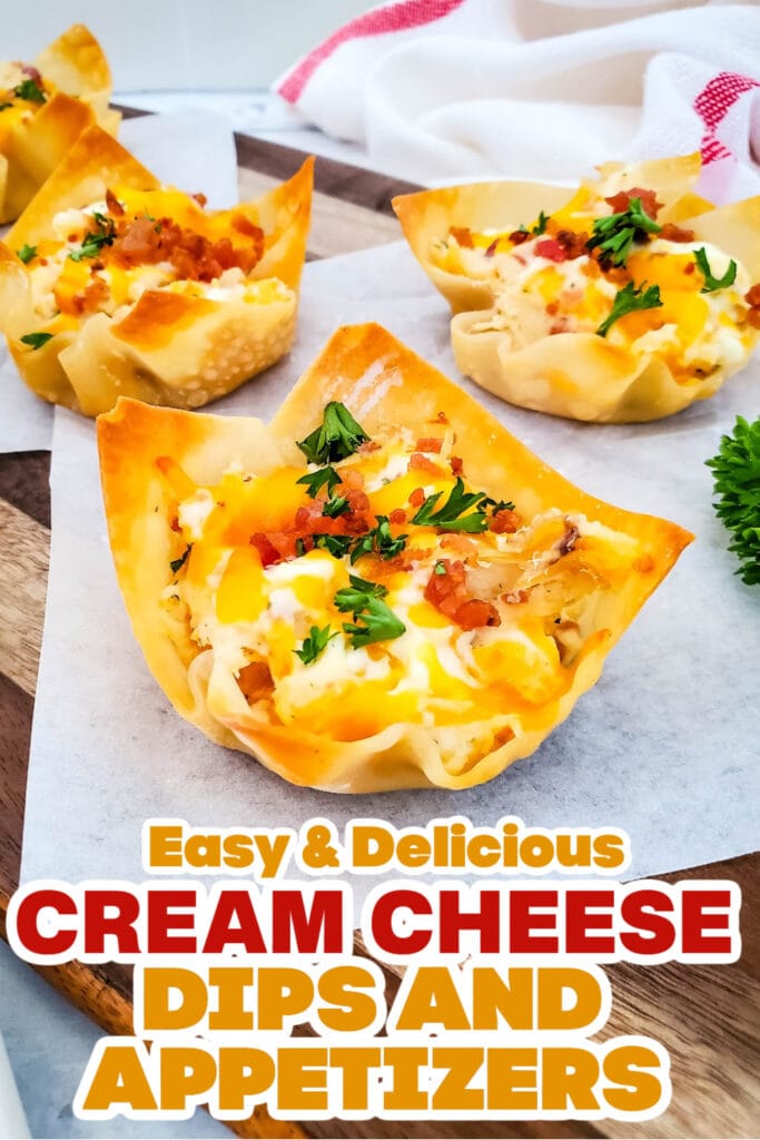 Cream Cheese Dips and Appetizers- Cheesy Ranch Chicken Wonton Cups