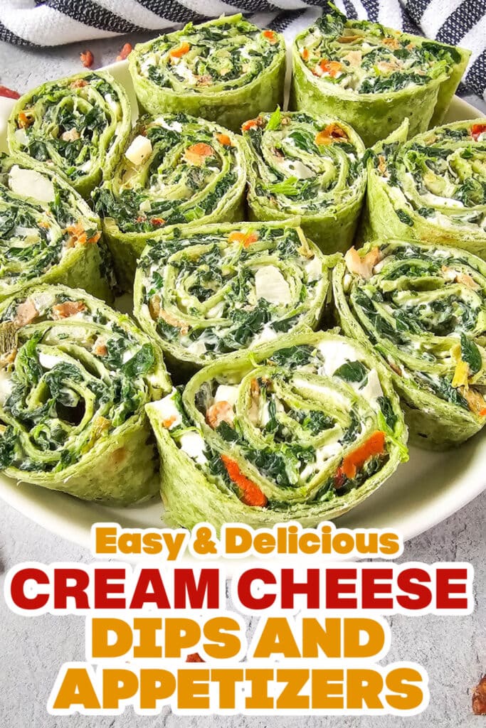 Cream Cheese Dips and Appetizers-Spinach Dip Pinwheels
