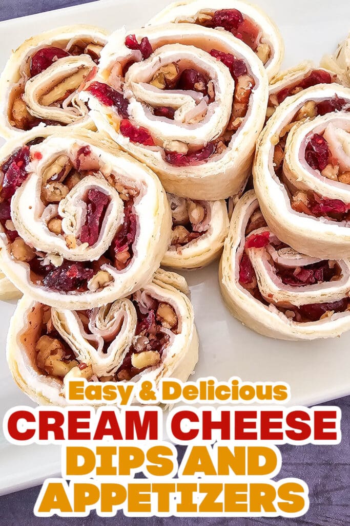 Cream Cheese Dips and Appetizers-Turkey Cranberry Pinwheels with a Pecan Crunch