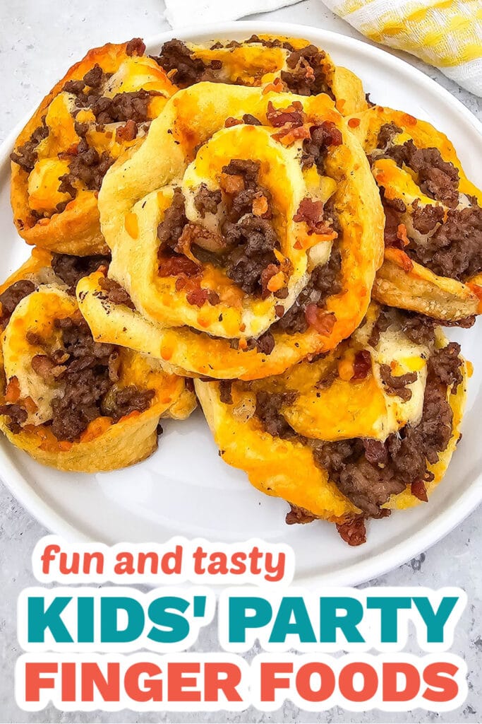 Kids’ Party Finger Foods-Bacon Cheeseburger Pinwheels