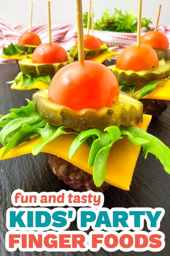 Kids’ Party Finger Foods-Mini Cheeseburger Bites on Toothpicks