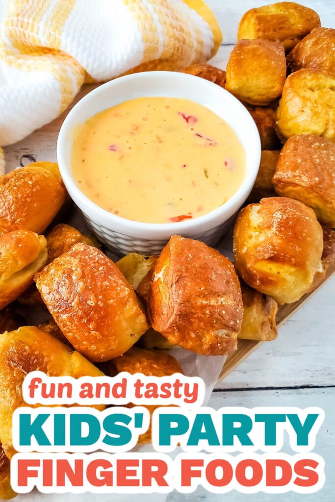 Kids’ Party Finger Foods-Soft Pretzel Bites with Cheesy Dip