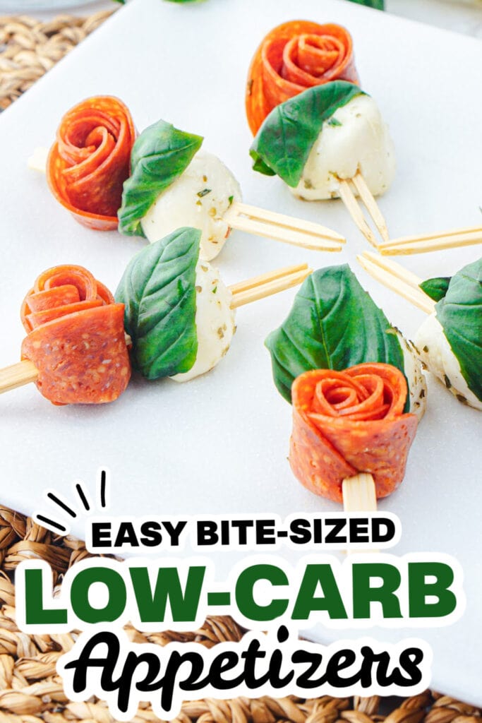 Low-Carb Appetizers-3-Ingredient Pepperoni Rose Skewers