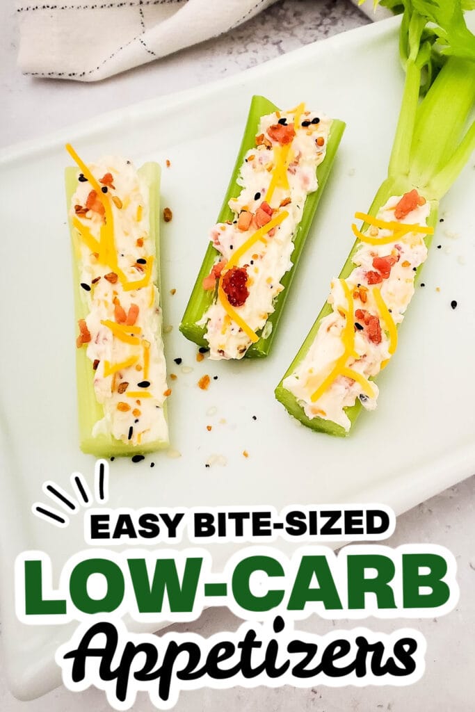 Low-Carb Appetizers- Bacon and Cheese Stuffed Celery