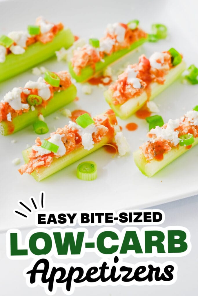 Low-Carb Appetizers- Buffalo Chicken Stuffed Celery
