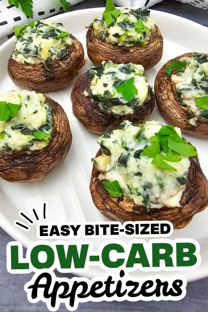 Low-Carb Appetizers-Creamy Spinach and Ricotta Stuffed Mushrooms