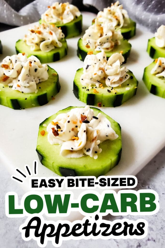 Low-Carb Appetizers- Everything Bagel Cucumber Bites