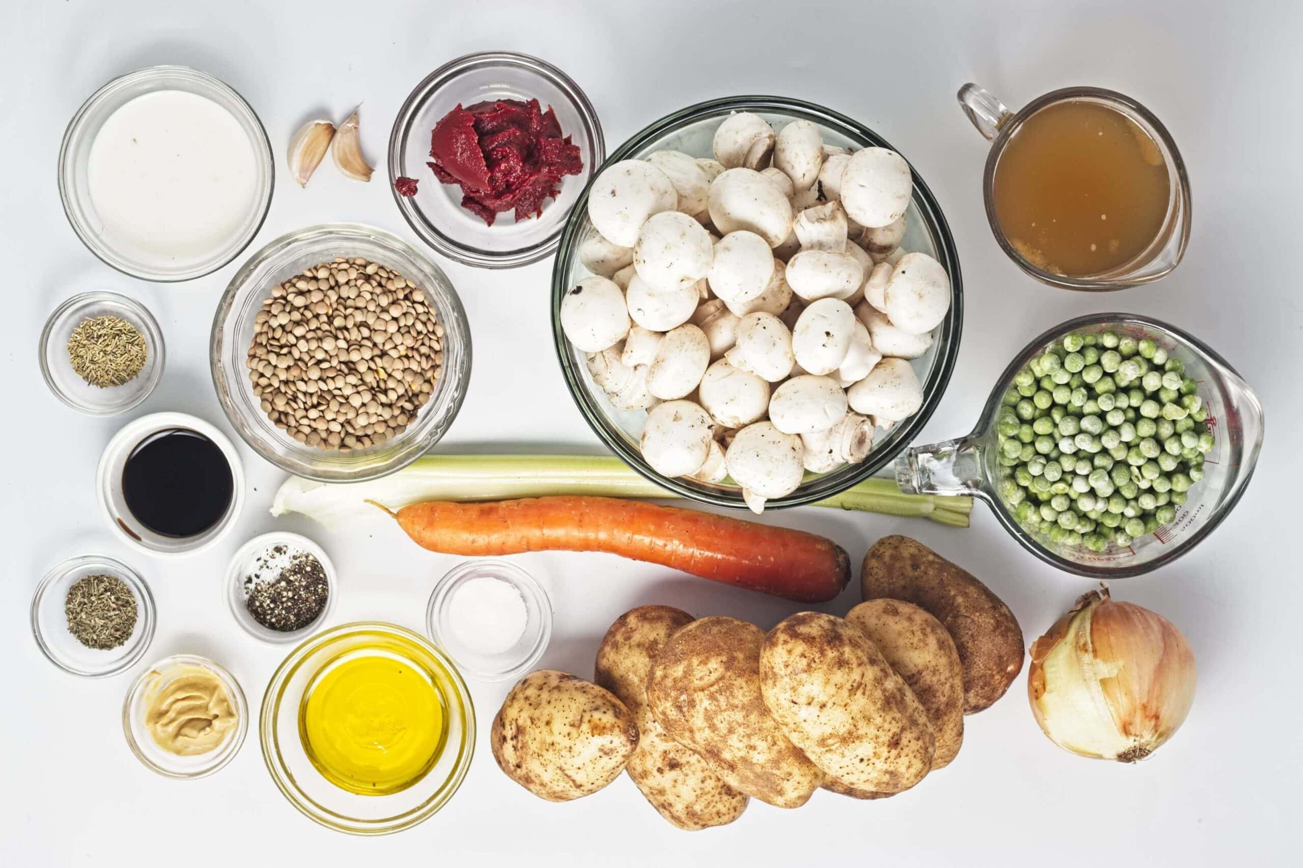 Mushroom Lentil Shepherds Pie Process Ingredients