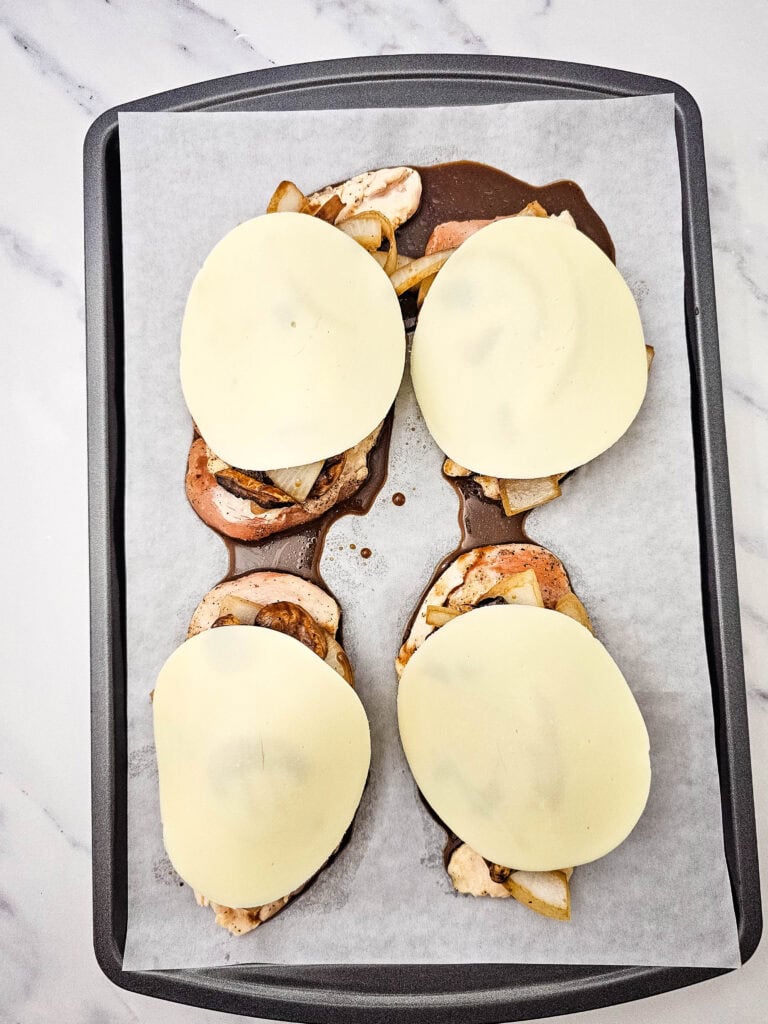 Sheet Pan Bourbon Smothered Chicken Process Photo